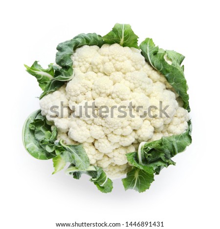 cauliflower isolated on white background, top view Royalty-Free Stock Photo #1446891431