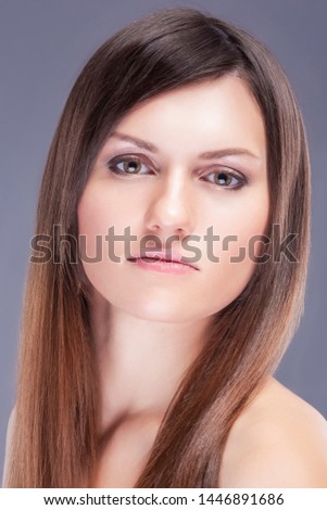 Beauty Portrait of Young Caucasian Female skin With Healthy Hair for Natural Cosmetic Makeup. Vertical Image
