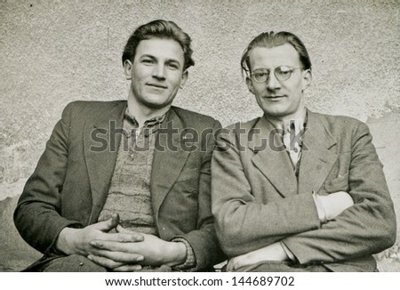 Vintage photo of two brothers, forties