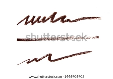 Brown color Cosmetic pencil strokes on background. - Image Royalty-Free Stock Photo #1446906902