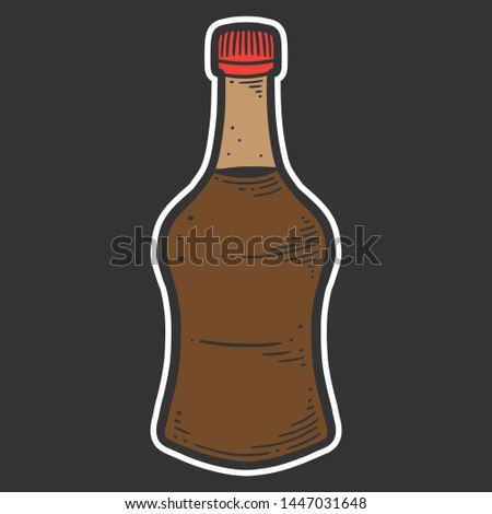 Soy sauce bottle. Vector concept in doodle and sketch style. Hand drawn illustration for printing on T-shirts, postcards.