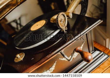 old gatsby retro gramophone phonograph   Royalty-Free Stock Photo #1447158509