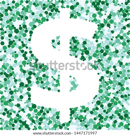 Dollar sign color distributed circles dots illustration