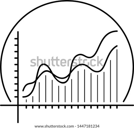 The growing graph. Vector flat outline icon illustration isolated on white background.