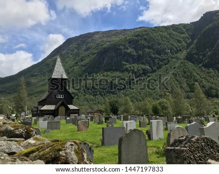 Wooden church in Norway mountains. Located in Røldal area.