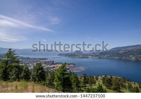 City of Kelowna and Lake Okanagan visible from neaby mountain