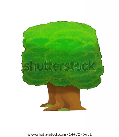 Cartoon nature element tree on white background illustration for children