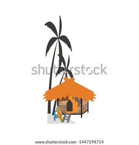 vector hut logo design on the beach