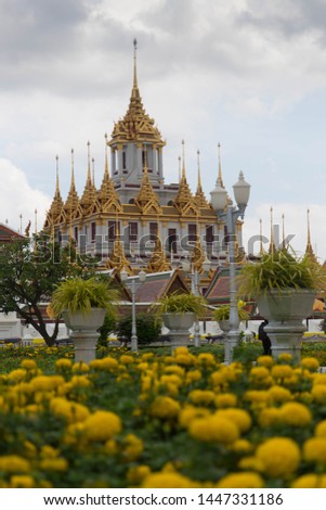 Famous temple  Loha prasat (metallic castle) of Ratchanadda Temple in Bangkok, Thailand