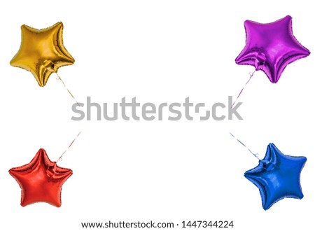 postcard gift and greeting balls with stars multi-colored, empty space for text or image copy space.
