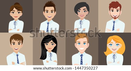 Cartoon character with business man and business woman , teamwork concept design. Flat vector illustration.