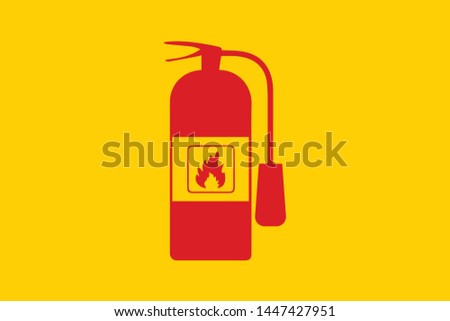 Vector Fire Extinguisher icon design element illustration on yellow background