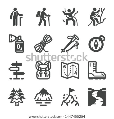 hike and trekking icon set,vector and illustration