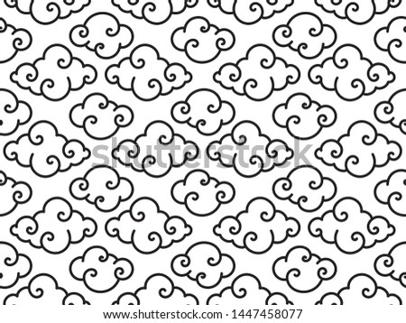 Tradition oriental clouds vector seamless pattern. Chinese and Japanese cloud symbol background.