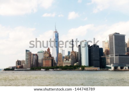 New York City - Wonderful view of Manhattan skyline from Governor's Island on a sunny day.