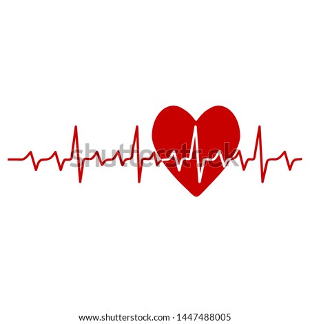 red heart beat in cardiology medical design over white background vector illustration Royalty-Free Stock Photo #1447488005