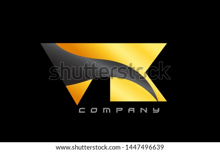 VK V K yellow black alphabet combination letter logo design suitable for a company or business