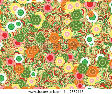 Abstract Circle push Flowers Generative Art background illustration