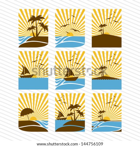 summer icons over white background vector illustration