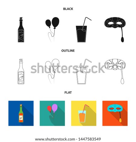 Isolated object of party and birthday symbol. Collection of party and celebration stock bitmap illustration.