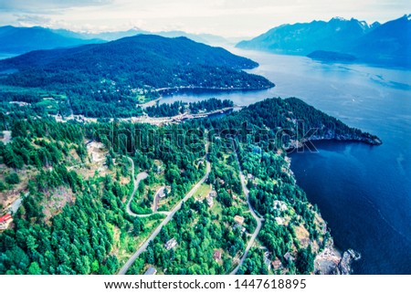 Aerial image of Bowen Island, Howe Sound, BC, Canada