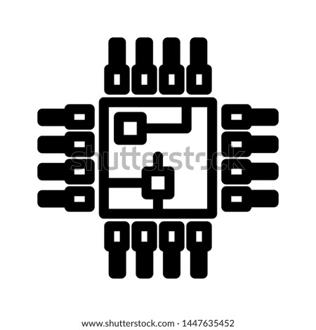 Circuit icon vector design template logo , cpu chip system 
phone , outline solid background white