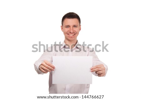Man with blank white board