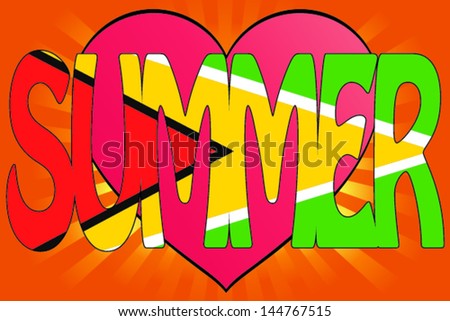 Vector Illustration of Summer Love with the Flag of Guyana