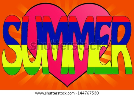 Vector Illustration of Summer Love with the Flag of Mauritius