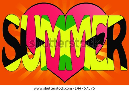 Vector Illustration of Summer Love with the Flag of Jamaica