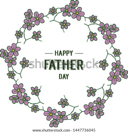 Vector illustration element purple flower frame with card style happy father days