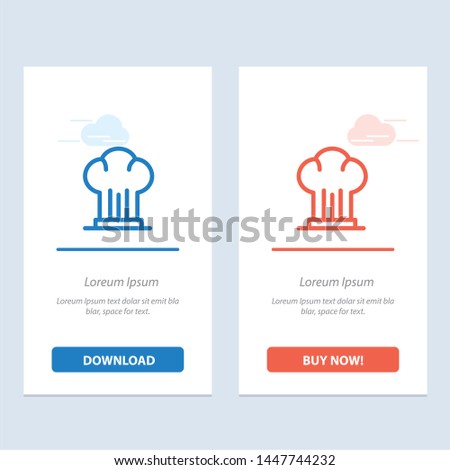 Cap, Chef, Cooker, Hat, Restaurant  Blue and Red Download and Buy Now web Widget Card Template