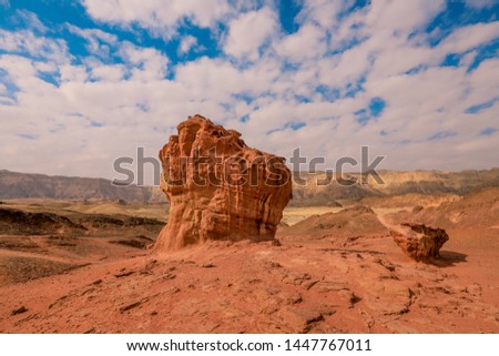 Nature Desert Valley with Red Sand, Timna National Park, Israel