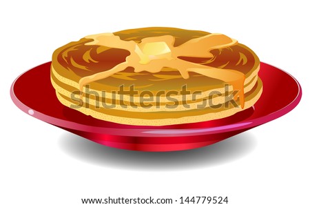Pancake with Butter on Top on Red plate