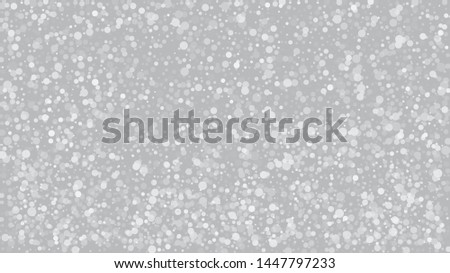 Falling Snow on Gray, Vector. Winter Holidays Storm Background. Advertising Frame, New Year, Christmas Weather. Falling Snowflakes, Night Sky. Elegant Scatter, Grunge White Glitter. Cold Falling Snow
