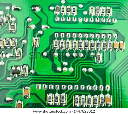 backside Electronic circuit board close up.
 