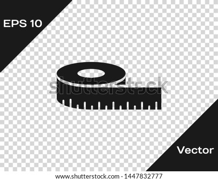 Grey Tape measure icon isolated on transparent background. Measuring tape.  Vector Illustration
