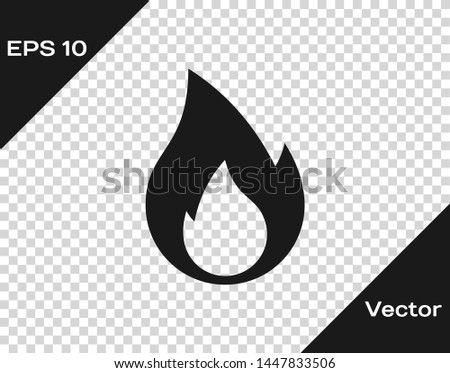 Grey Fire flame icon isolated on transparent background. Heat symbol. Vector Illustration