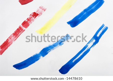  Blue, Yellow and Red on white .