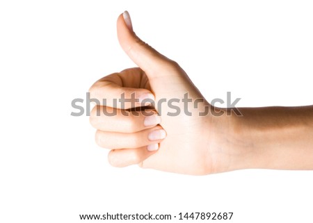 Thumb up sign language for success