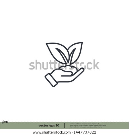hand and leaf icon, save nature symbol vector illustration design element