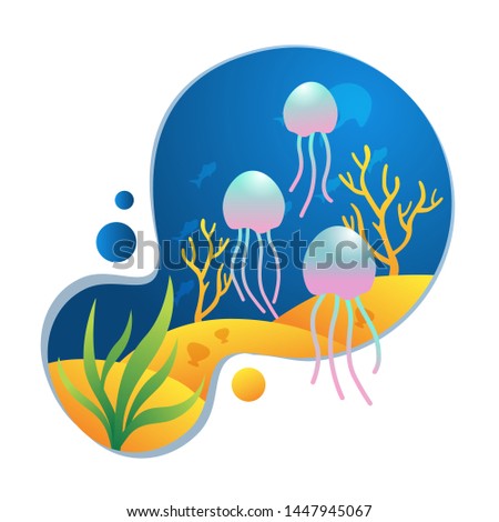 Under Water Flat Vector Illustration Design