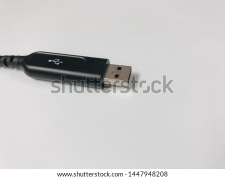 USB Type-A cable with with background from side angle