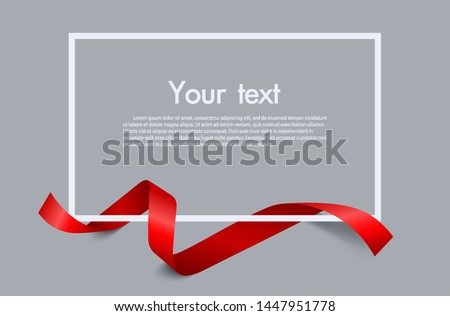 Frame and border of Red ribbon, template elements use for aniversary card , presentation or celebrate card ,Vector design element illustration. Royalty-Free Stock Photo #1447951778
