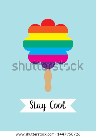 cute flower popsicle ice cream stay cool poster wallpaper vector
