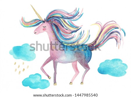 Cute unicorn on a white background for design