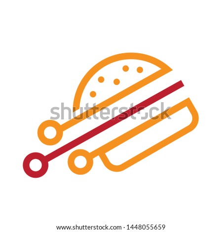 Modern colorful flying burger icon 