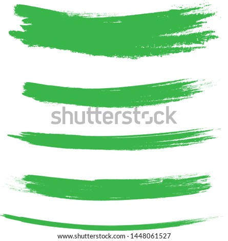 Brush stroke set isolated on white background. Collection of brush stroke for green ink paint,grunge backdrop, dirt banner,watercolor design and dirty texture.Creative art concept, vector illustration