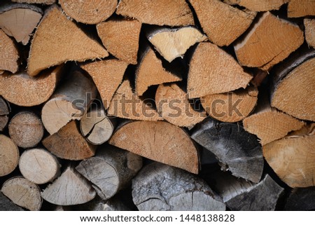 stacked wood for the fireplace in southern Bavaria, Germany