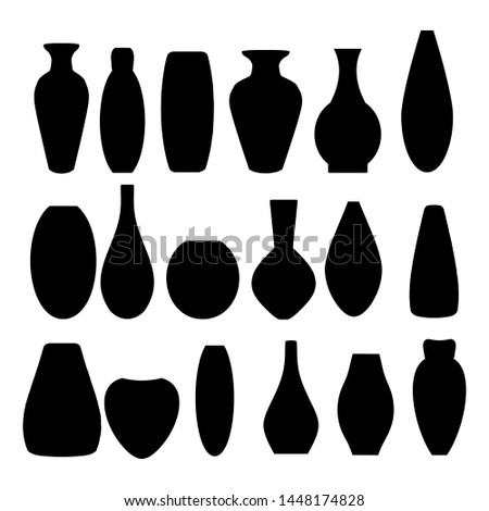 
Set of  various forms of vases .For interior decor of home or office,Isolated on white background.Vector icon collection.